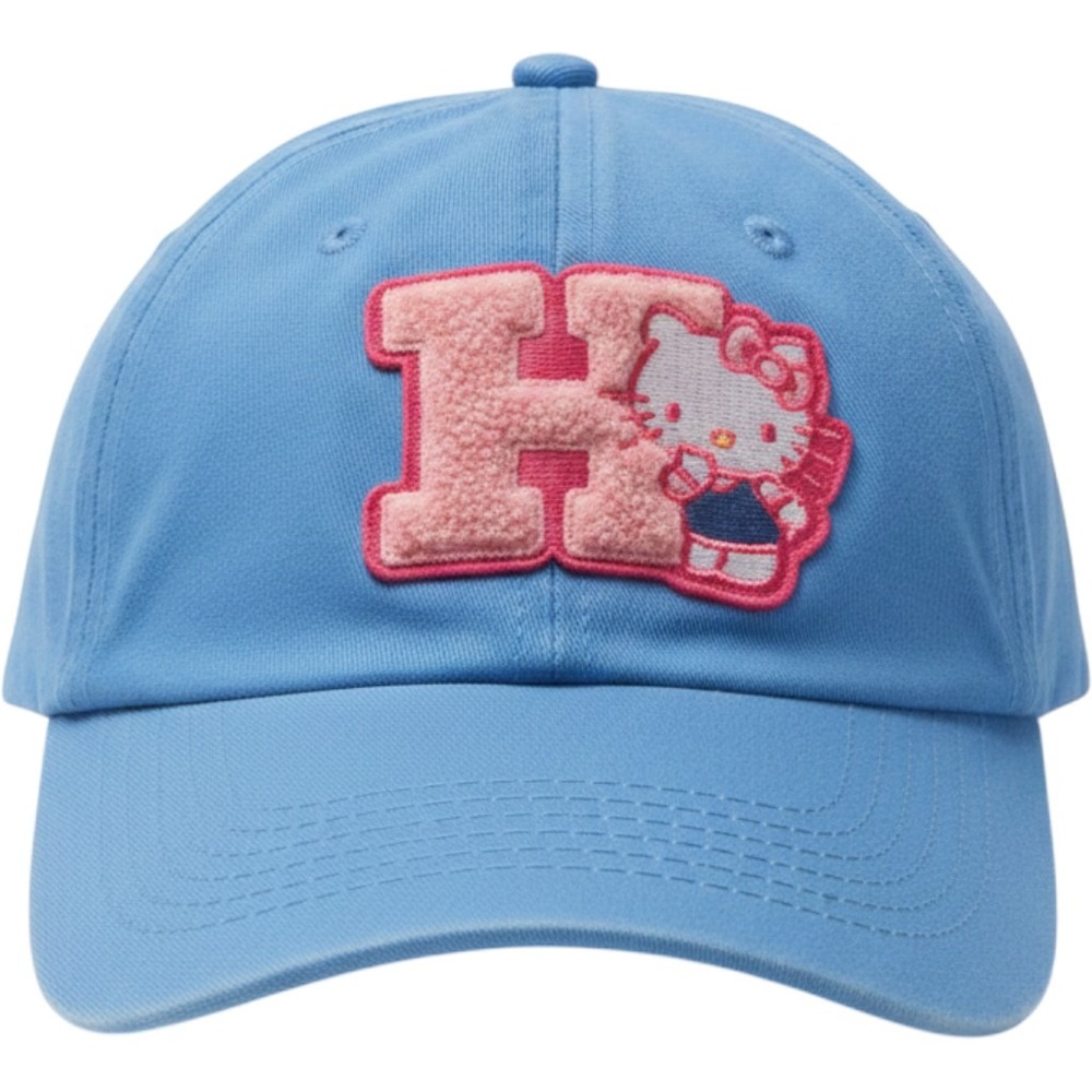 Hello Kitty Sanrio Blue Baseball Cap Hat Chenille H Patch Indigo HKFH0021FB